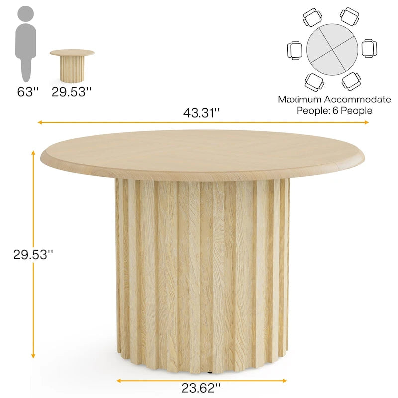 43.3 Inches Round Modern Dining Table for 4 for Dining Room