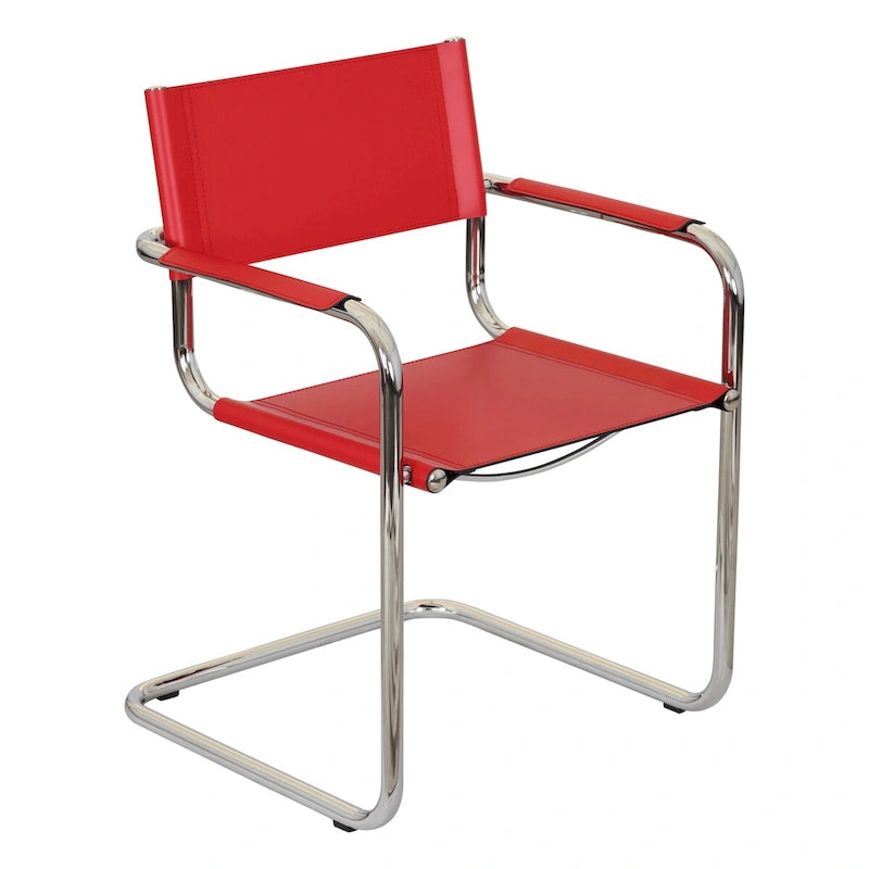 Breuer Chair Company Mart Stam Cantilever Armchair Arm Chair w/ Chrome Frame (Various Bonded Leather Colors)