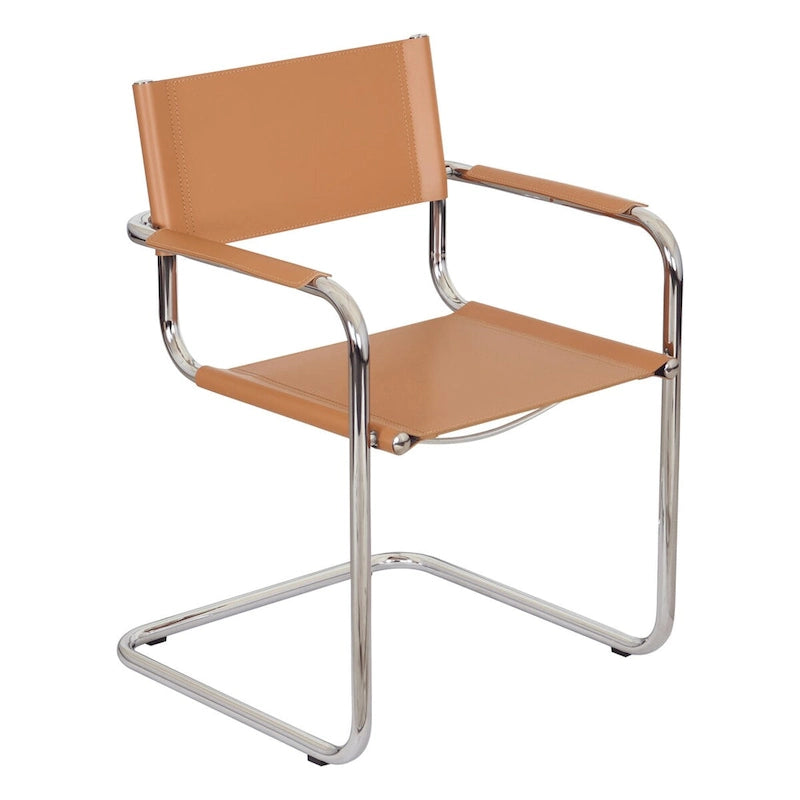 Breuer Chair Company Mart Stam Cantilever Armchair Arm Chair w/ Chrome Frame (Various Bonded Leather Colors)
