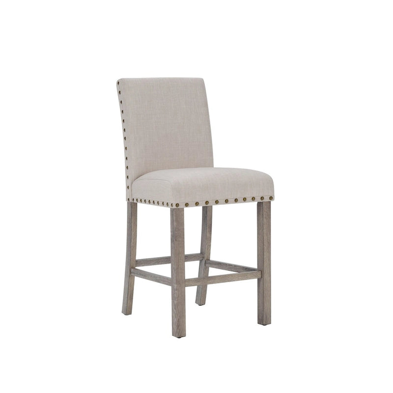 Morden Fort Farmhouse Style 3-piece Square Bar Table Set, 2 Upholstered Counter Stools with Bar Table Dining Set