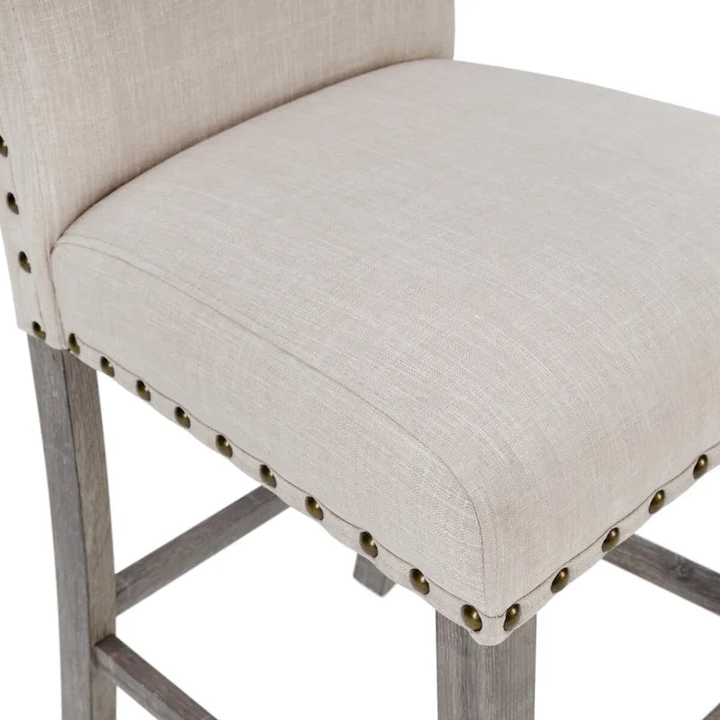 Morden Fort Farmhouse Style 3-piece Square Bar Table Set, 2 Upholstered Counter Stools with Bar Table Dining Set