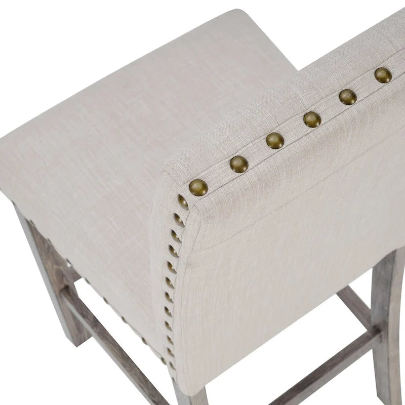 Morden Fort Farmhouse Style 3-piece Square Bar Table Set, 2 Upholstered Counter Stools with Bar Table Dining Set