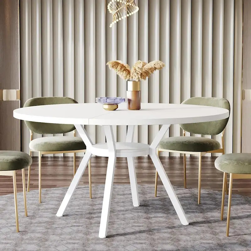 47 Inches Modern Round Dining Table for 4 - 47.2 D x 47.2 W x 29.9 H