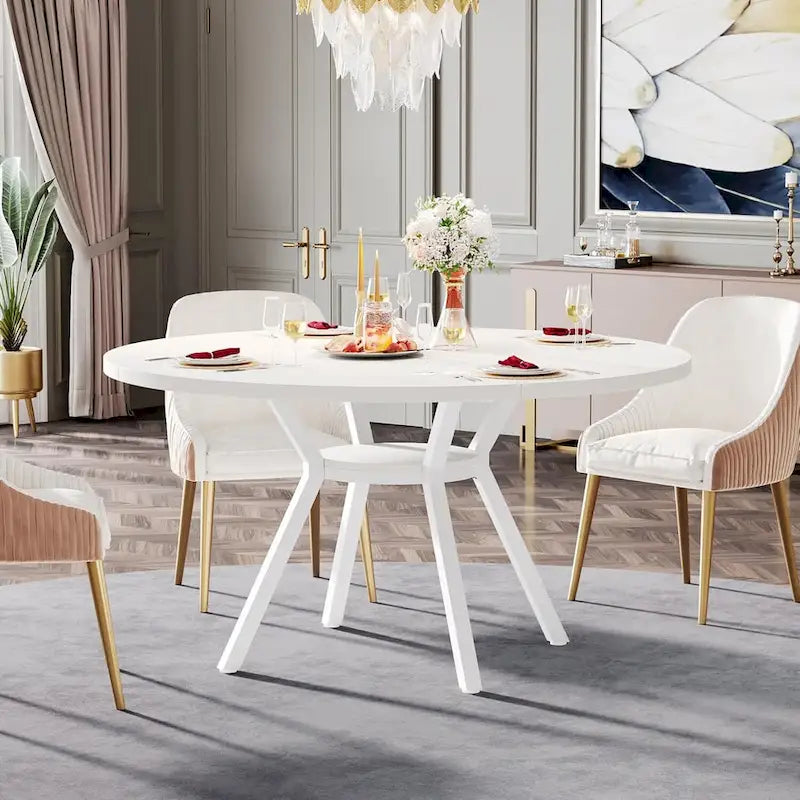 47 Inches Modern Round Dining Table for 4 - 47.2 D x 47.2 W x 29.9 H