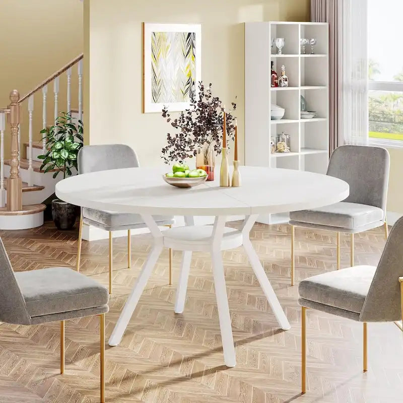 47 Inches Modern Round Dining Table for 4 - 47.2 D x 47.2 W x 29.9 H
