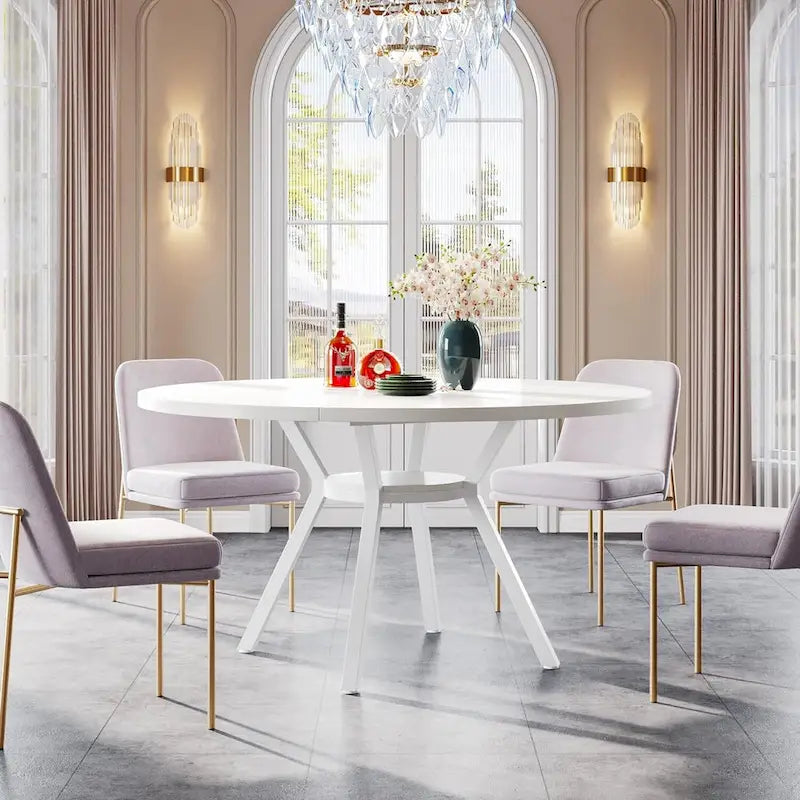 47 Inches Modern Round Dining Table for 4 - 47.2 D x 47.2 W x 29.9 H