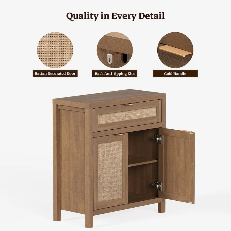 SICOTAS Farmhouse Sideboard Buffet Cabinet Set of 2 with Drawer - N/A