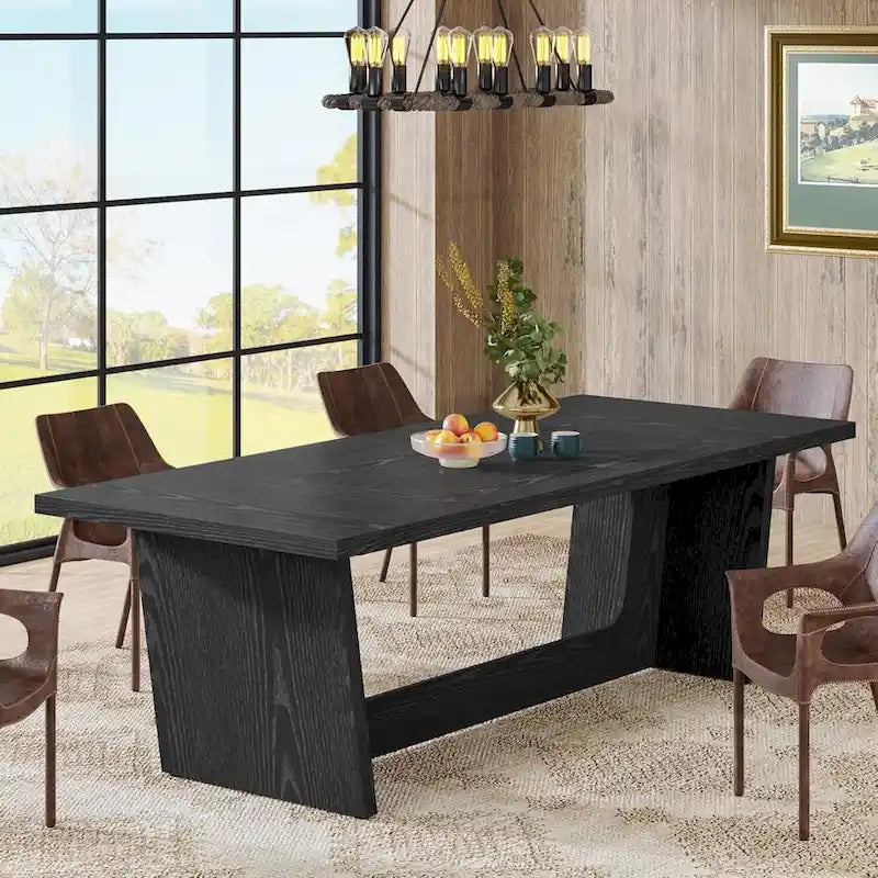 70.87  Large Farmhouse Dining Room Table for 6-8 People, Brown