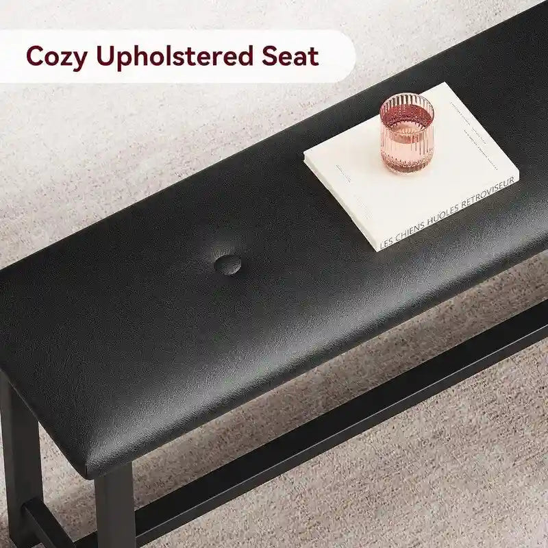 Dining Table Set for 4, Kitchen Table with 2 Upholstered Benches