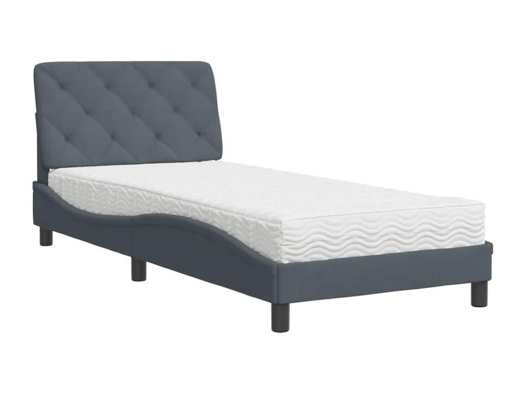 Gray Velvet Mattress, 90 x 190 cm