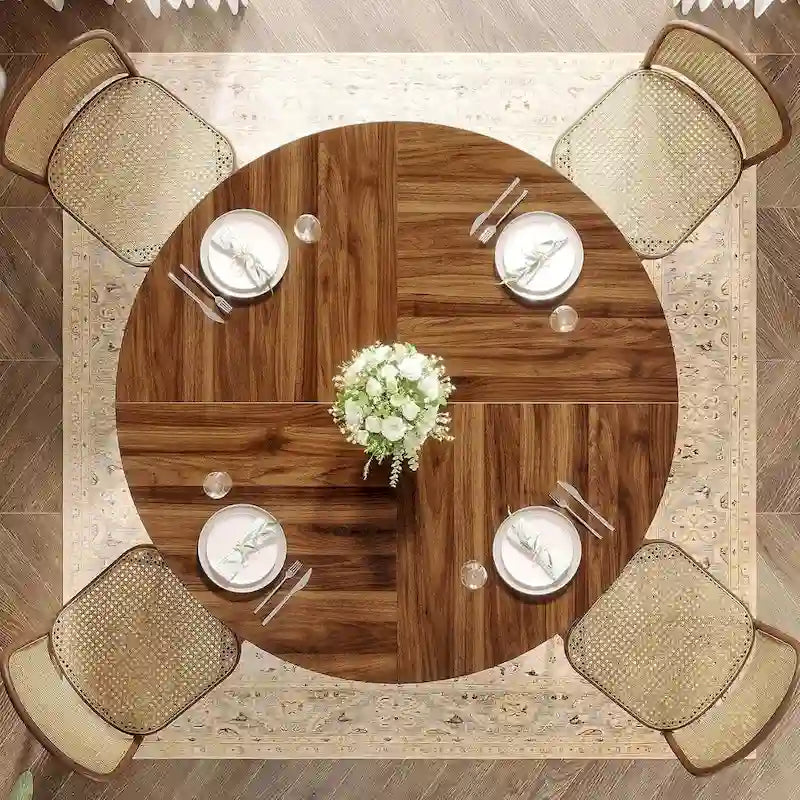 Round Dining Table for 4-6 People, 47-Inch Circle Kitchen Table Large Dining Room Table
