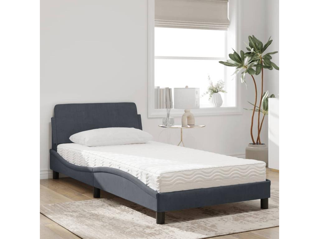 Gray Velvet Mattress, 100 x 200 cm