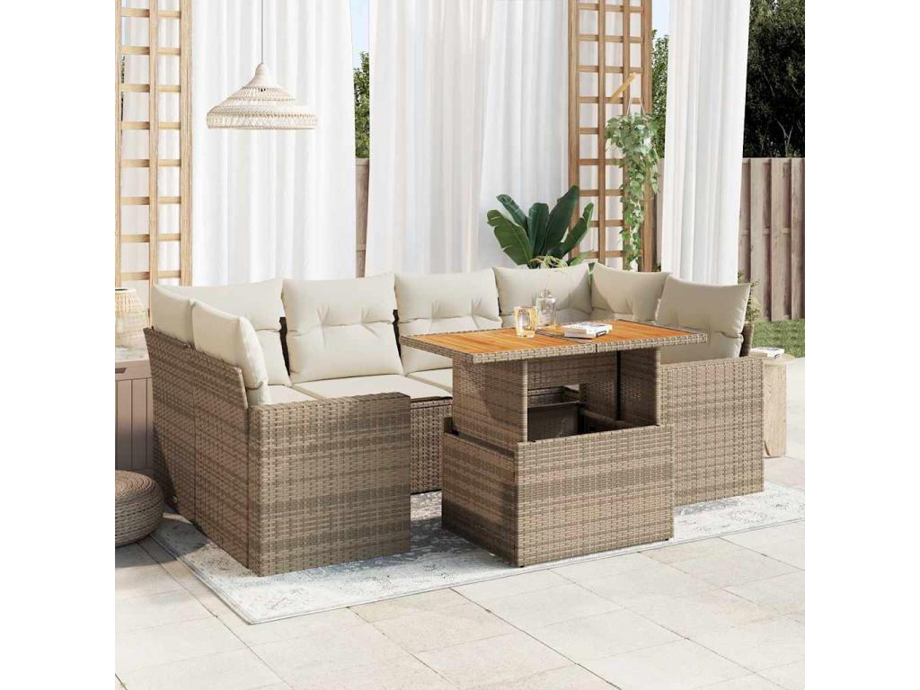 Beige Woven Resin Wicker Outdoor Furniture Set - dlz1766575969098