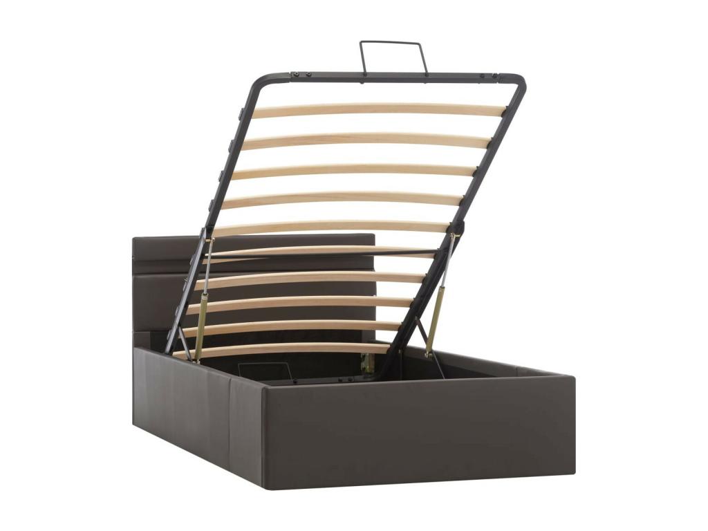 Gray Faux Leather Bed, 90 x 200 cm