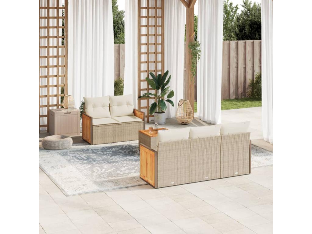 Beige Woven Resin Wicker Outdoor Furniture Set - dlz1766576145232