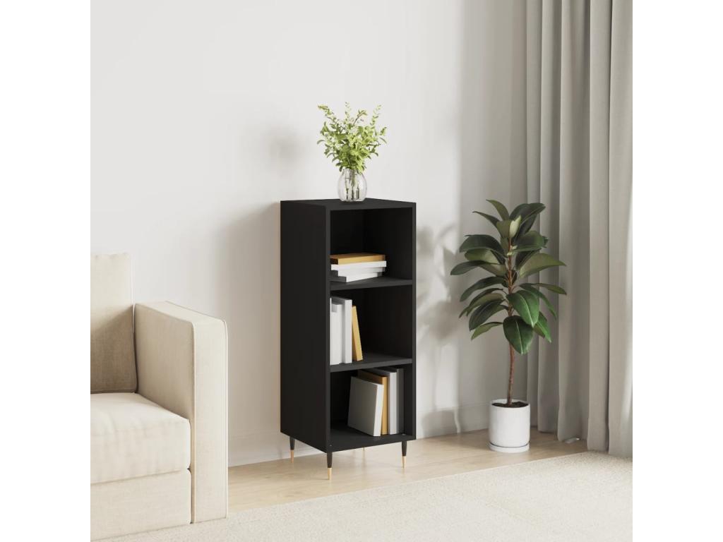 Black Engineered Wood Sideboard, 34.5 x 32.5 x 90 cm