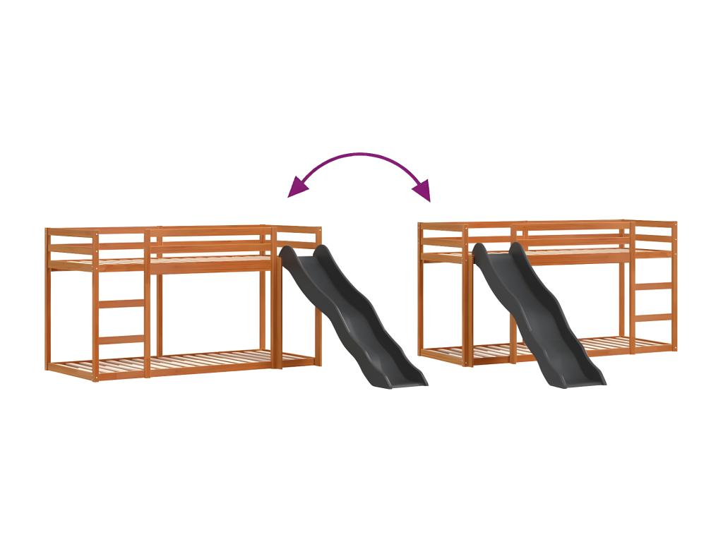 Brown Pine Wood Bed, 90 x 200 cm