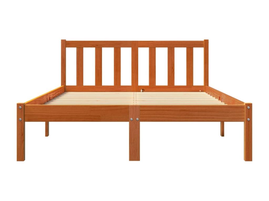 Brown Pine Wood Bed Frame, 140 x 200 cm