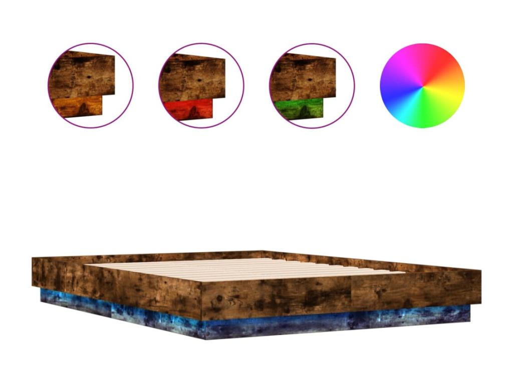 Brown Oak Wood Bed Frame, 120 x 190 cm