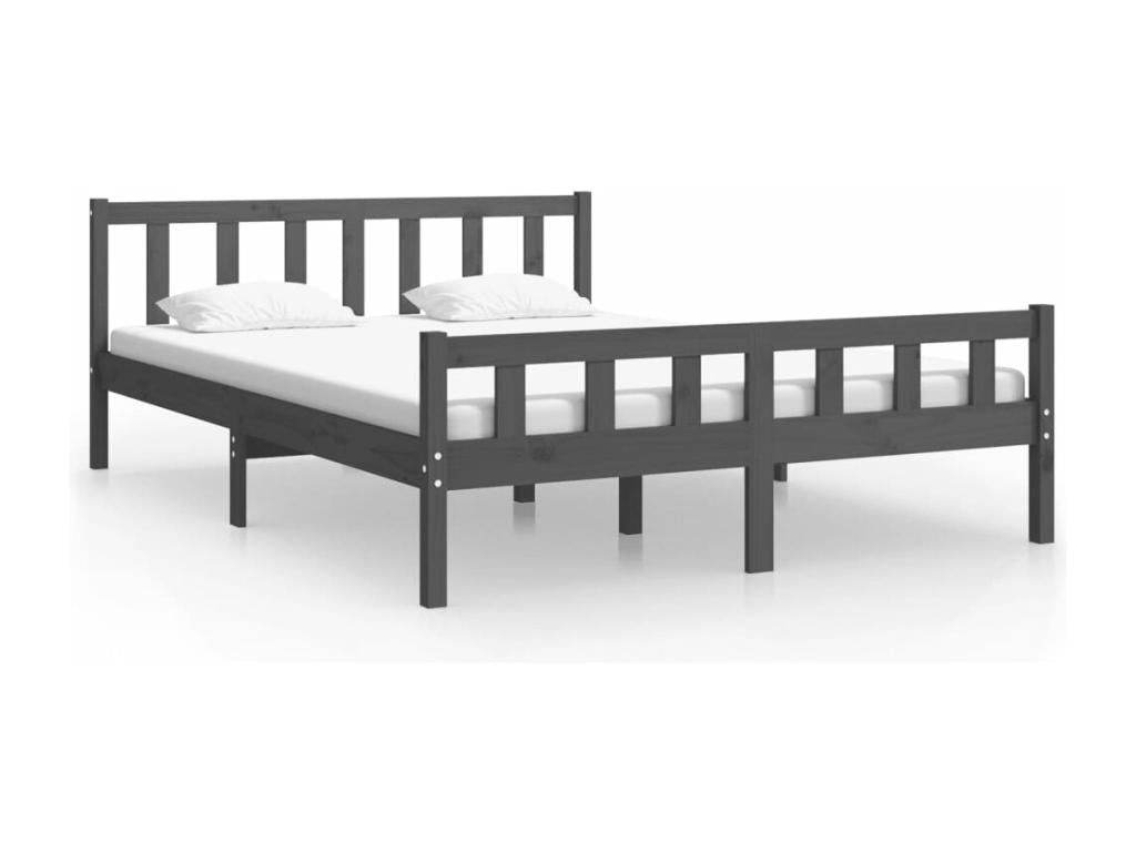Gray Solid Wood Bed Frame, 150 x 200 cm