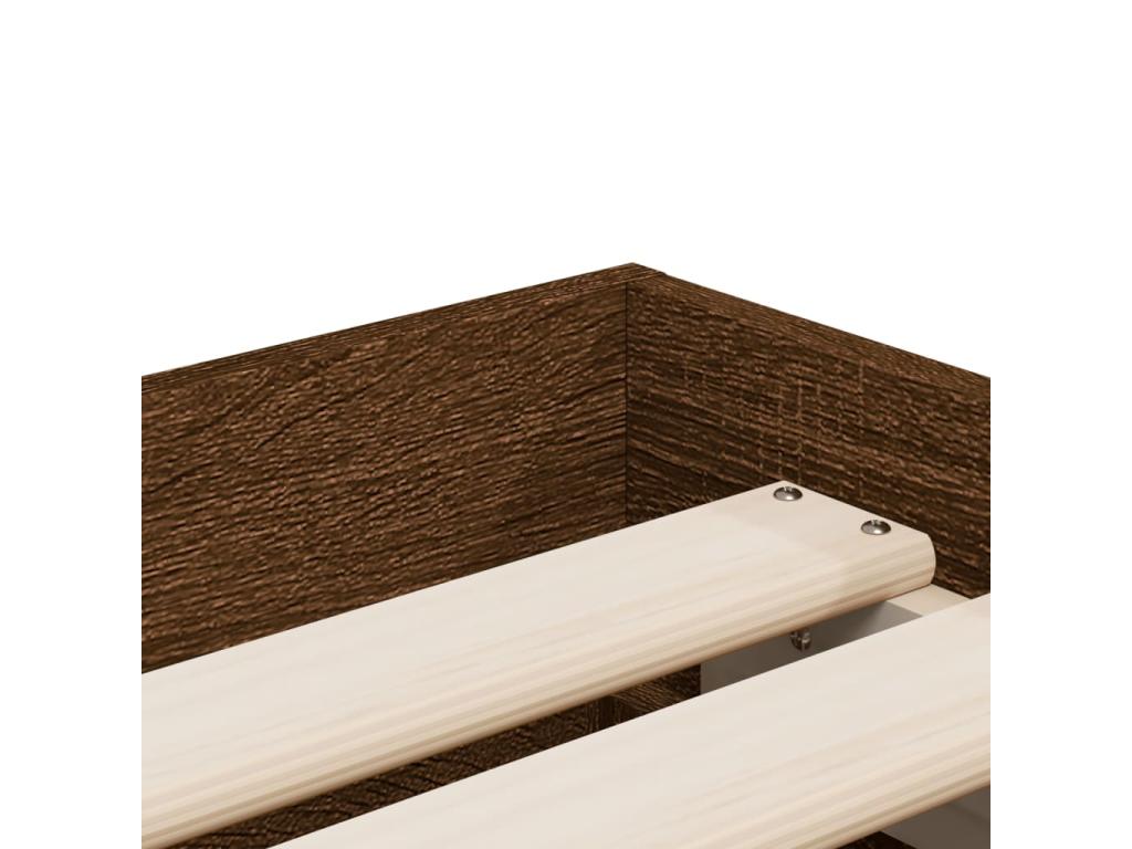 Brown Oak Wood Bed Frame, 75 x 190 cm