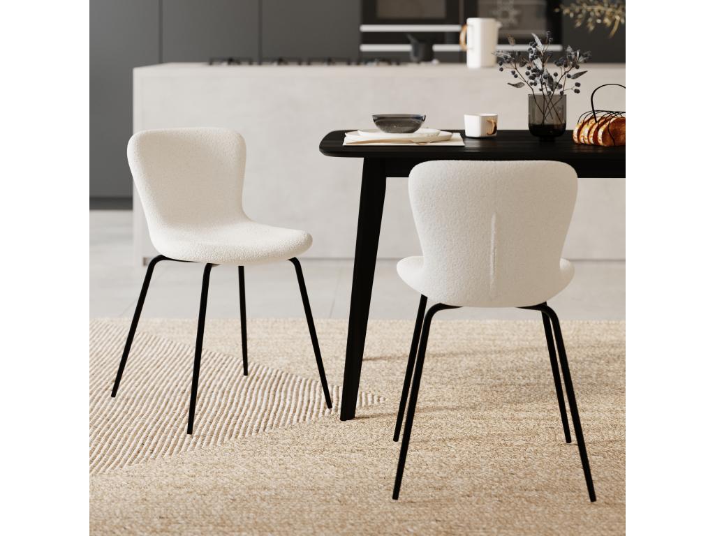 White Boucle Fabric Home Furniture