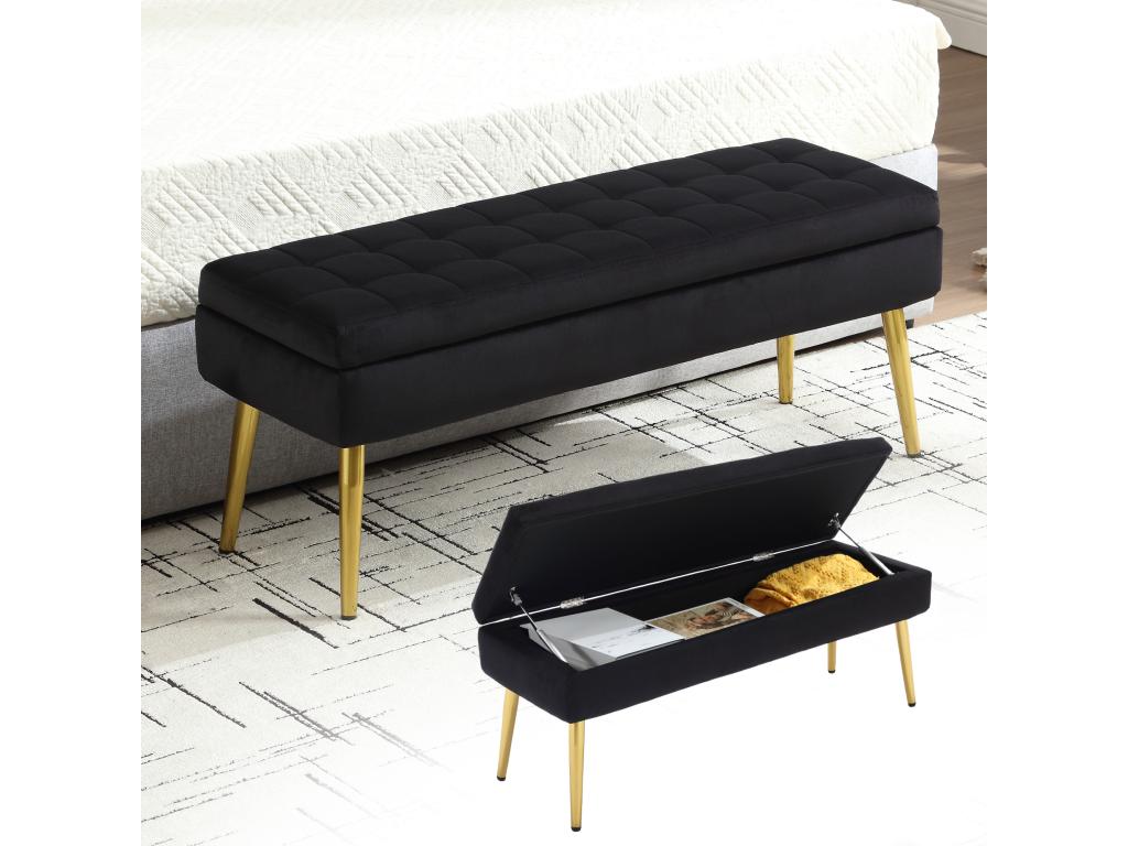 Black Velvet Bench, 111 x 35 x 44.5 cm