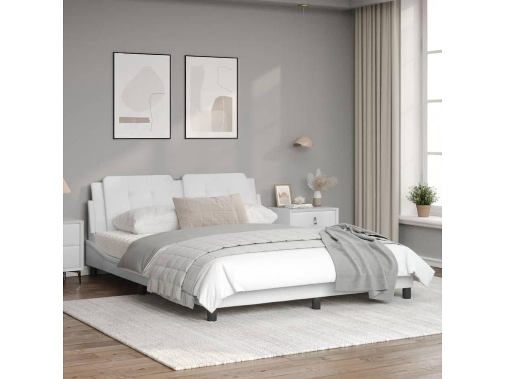 White Faux Leather Bed Frame, 160 x 200 cm