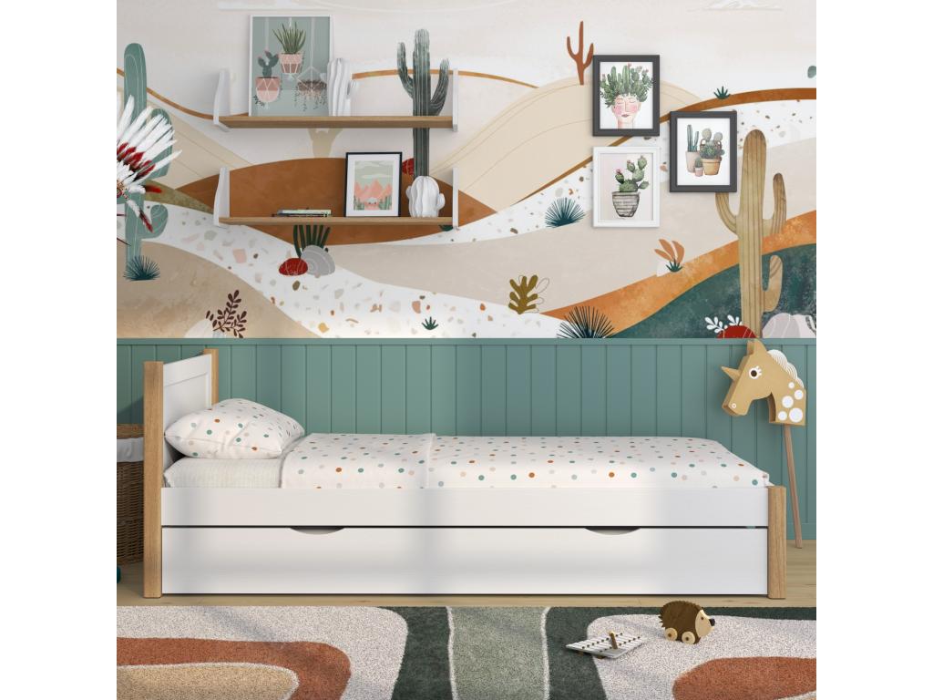 White Oak Wood Bed, 120 x 180 cm