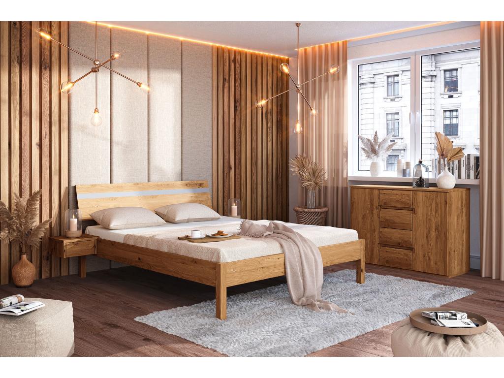 Natural Oak Wood Bed, 160 x 200 cm