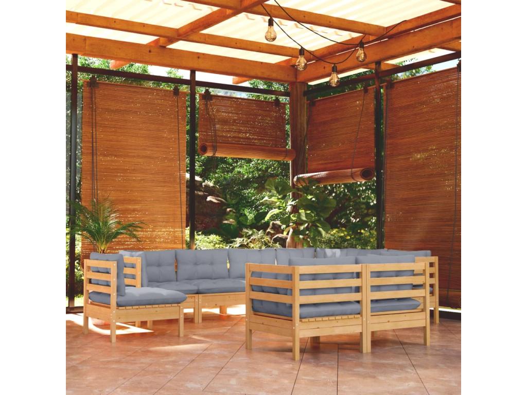 Gray Pine Wood Outdoor Furniture Set - dlz1766576268994