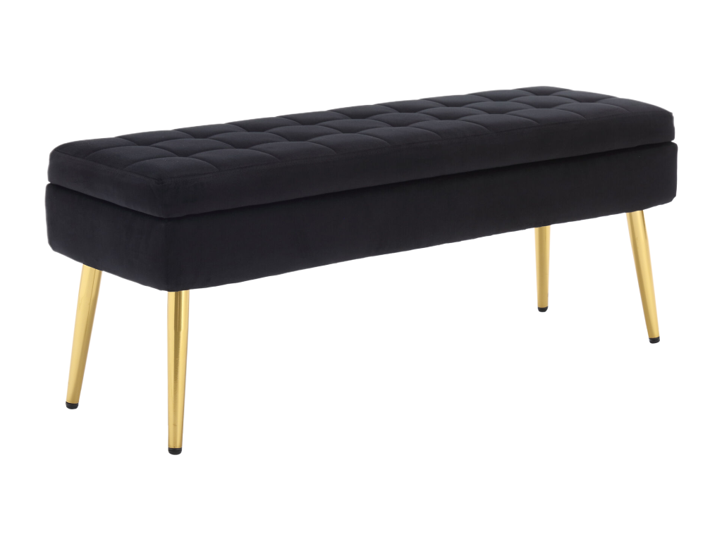 Black Velvet Bench, 111 x 35 x 44.5 cm