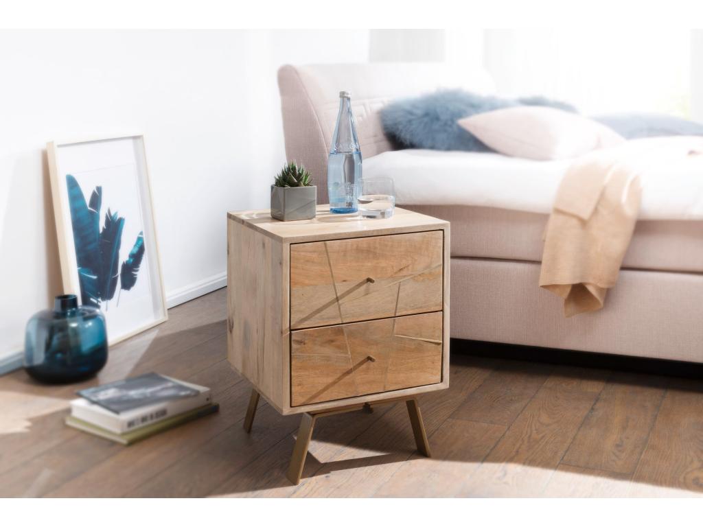 Natural Solid Wood Side Table, 40 x 56 x 40 cm