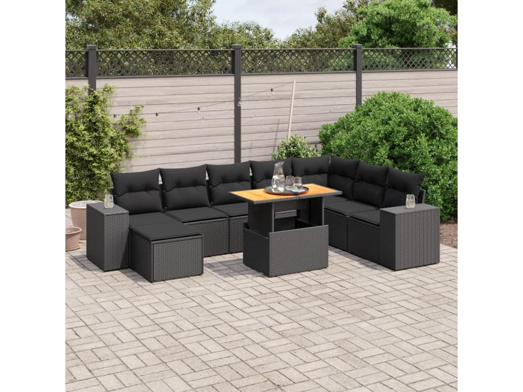 Black Woven Resin Wicker Outdoor Furniture Set