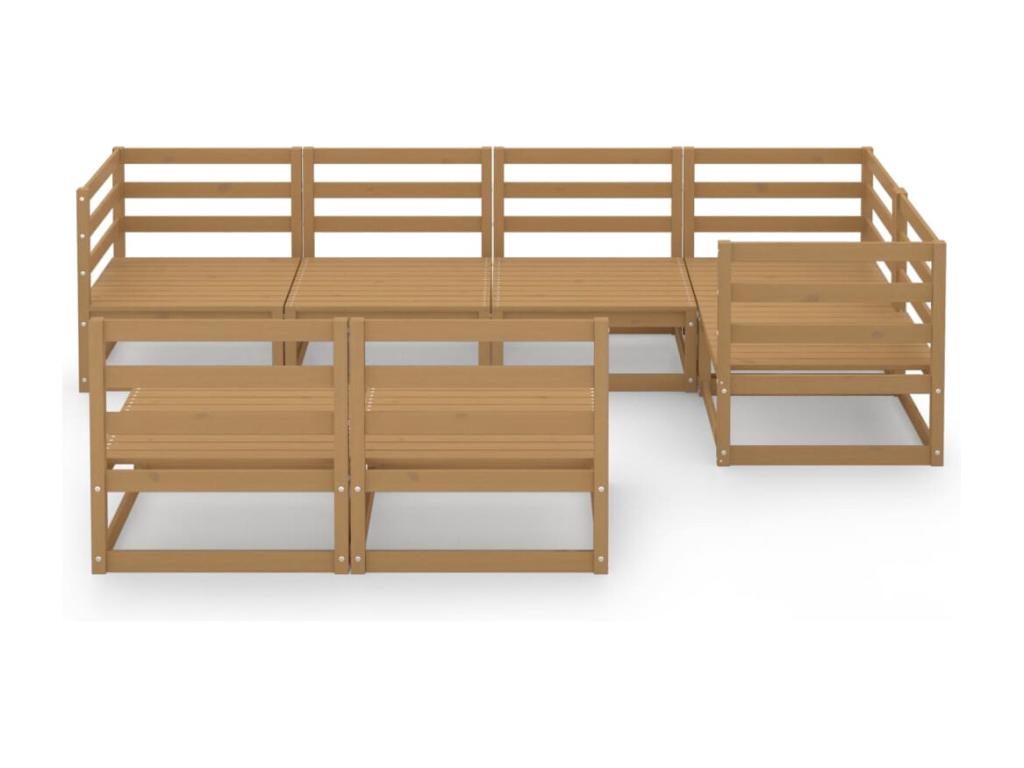 Brown Pine Wood Outdoor Furniture Set