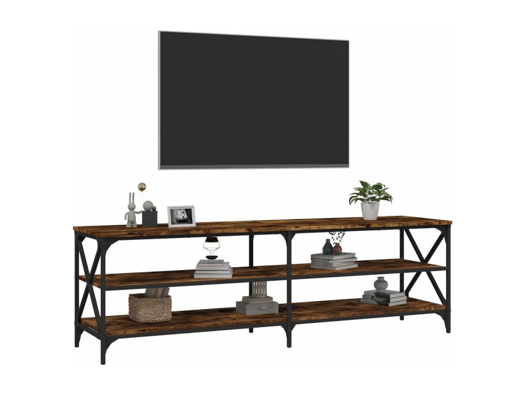 Brown Oak Wood TV Stand, 160 x 40 x 50 cm