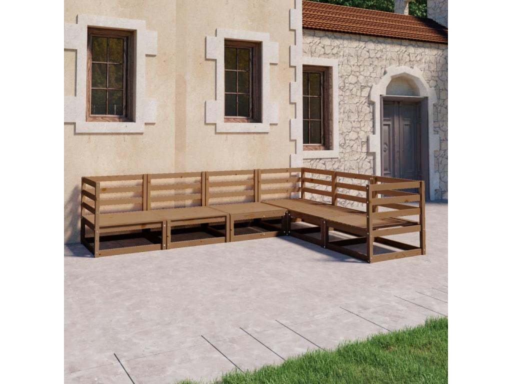 Brown Pine Wood Outdoor Furniture Set - dlz1766576345187