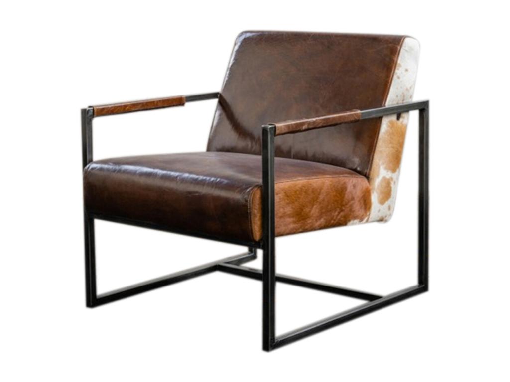 Brown Leather Accent Chair - dlz1766576449296