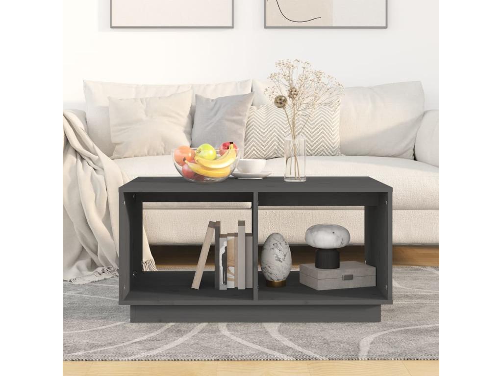 Gray Solid Wood Coffee Table, 80 x 50 x 40 cm