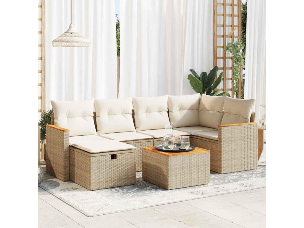 Beige Woven Resin Wicker Outdoor Furniture Set - dlz1766576008747