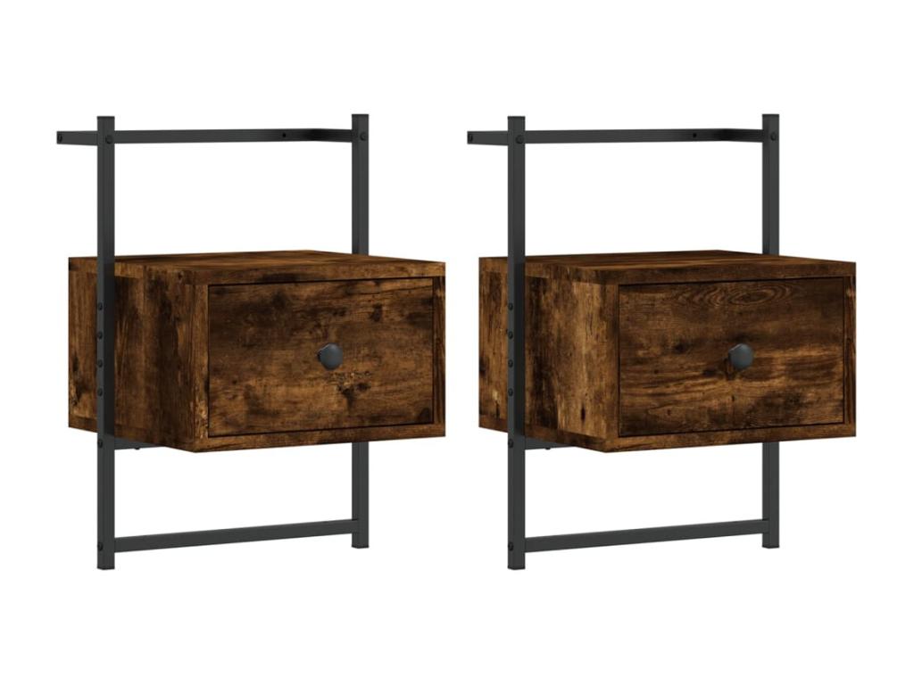 Brown Oak Wood Table, 35 x 30 x 51 cm