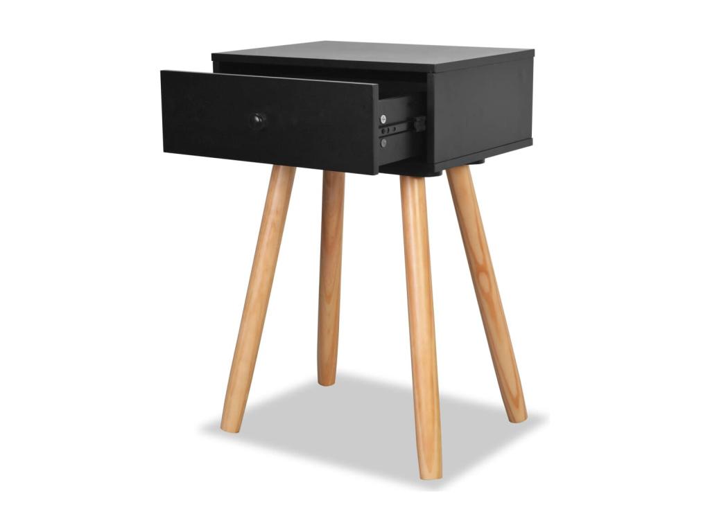 Black Pine Wood Table, 40 x 30 x 61 cm