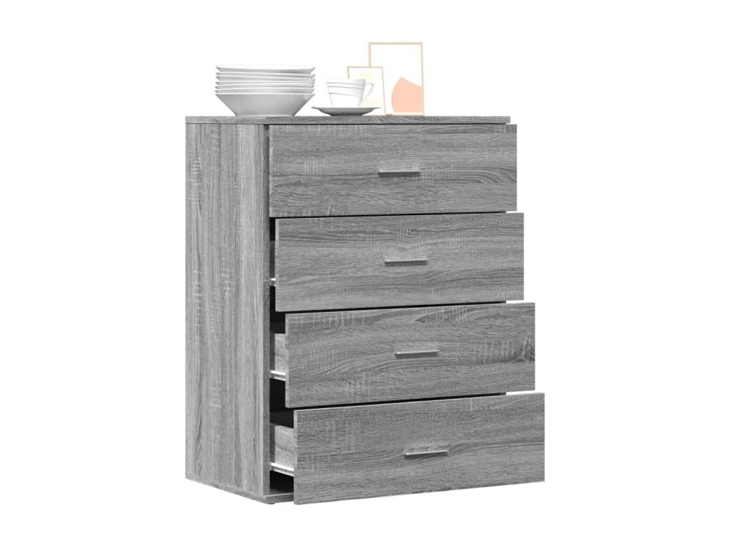 Gray Engineered Wood Sideboard, 60 x 39 x 80 cm
