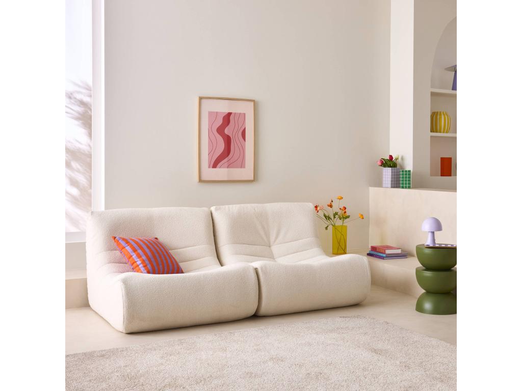 White Boucle Fabric Accent Chair