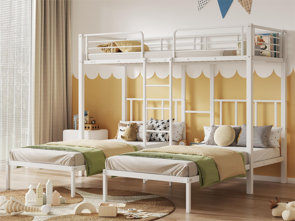 White Metal Bed, 3 x 90 x 200 cm