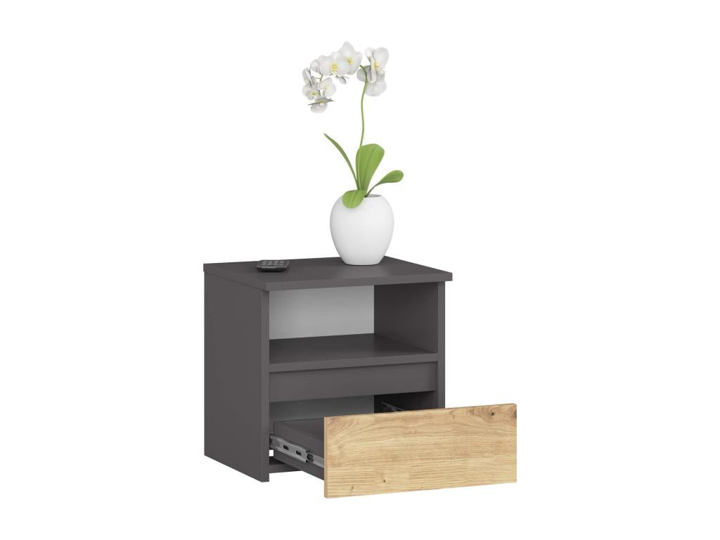 Anthracite Oak Wood Table, 40 x 35 x 40 cm