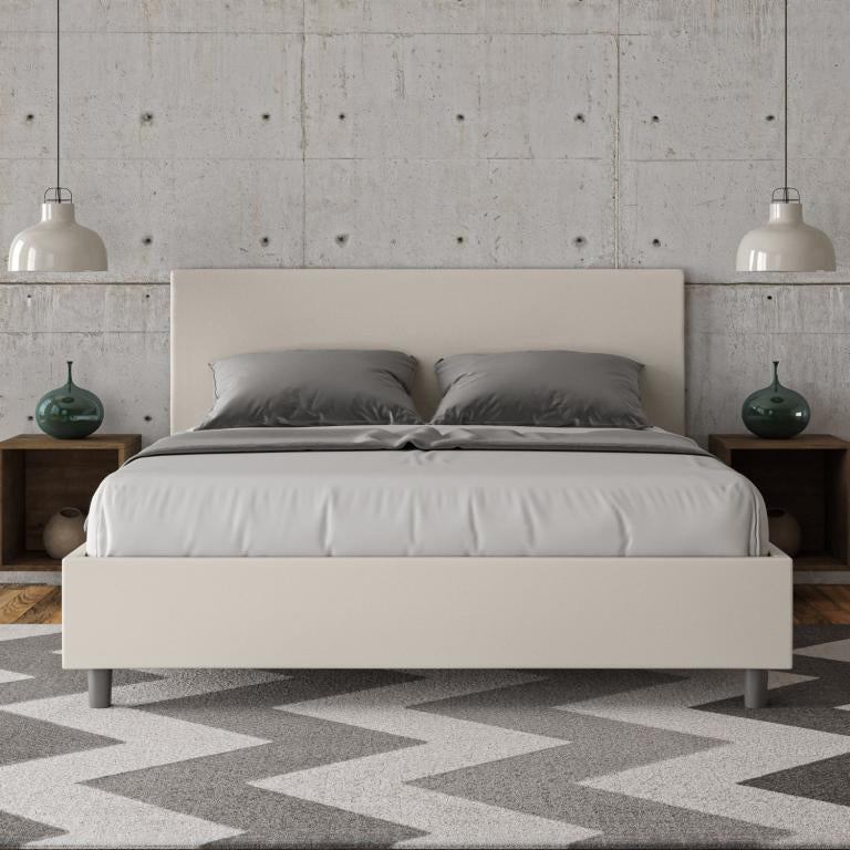 White Faux Leather Bed, 160 x 200 cm