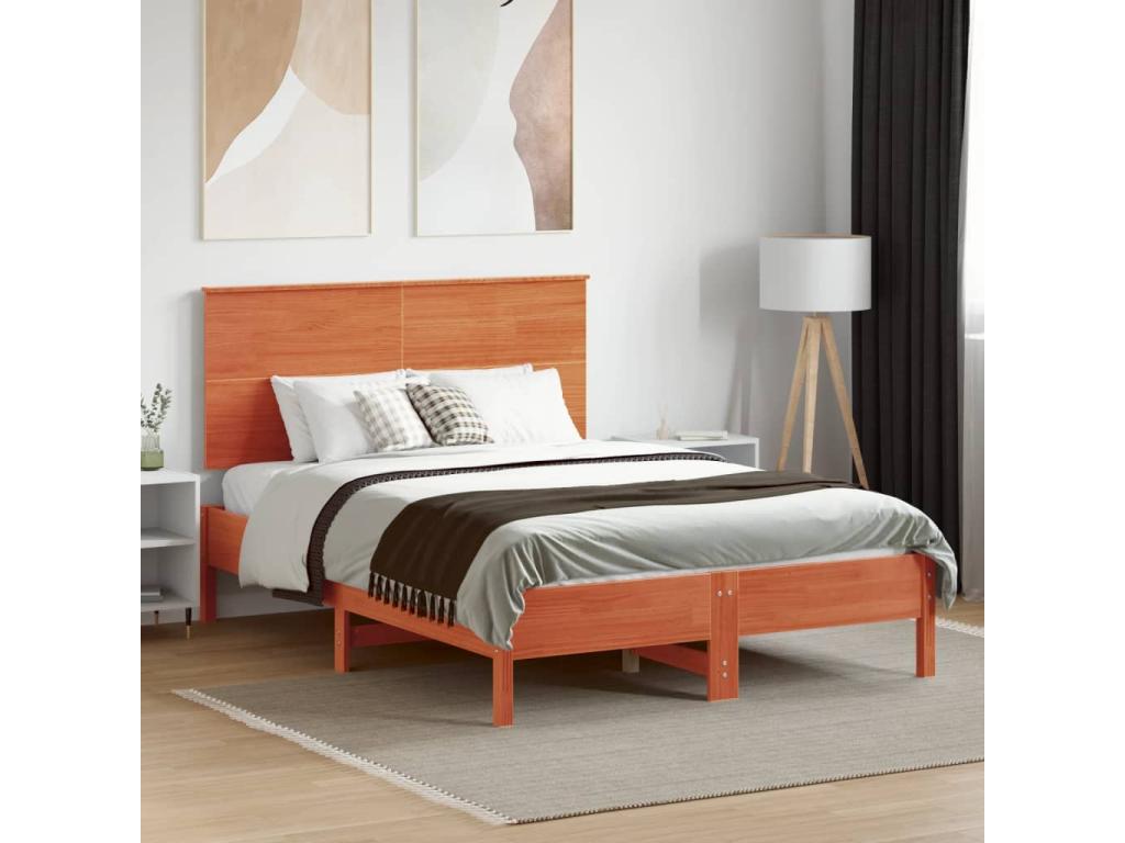 Brown Solid Wood Bed
