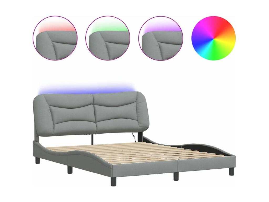 Gray Fabric Bed Frame, 160 x 200 cm