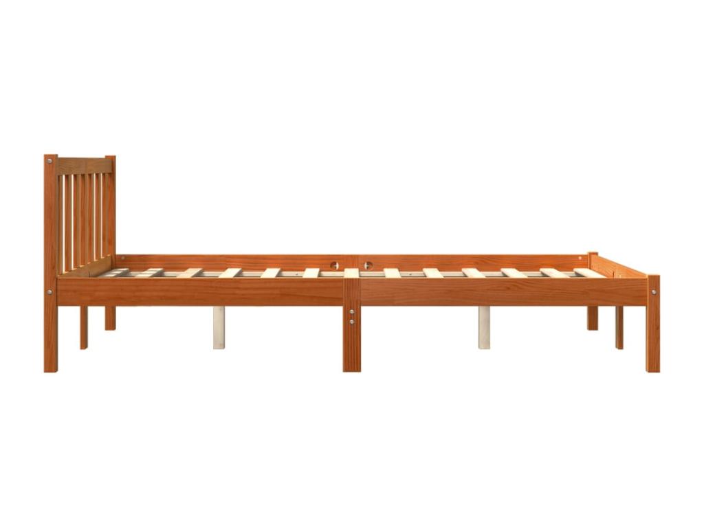 Brown Pine Wood Bed Frame, 140 x 200 cm